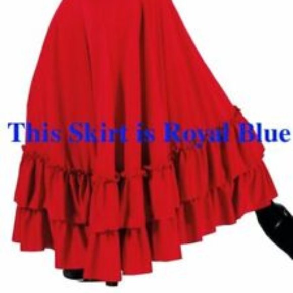 Bal Togs 9100 Royal Blue Adult Small (4-6) 36" Long Flamenco Ruffled Dance Skirt - Picture 2 of 2